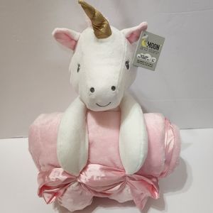 Unicorn Stuffed Animal Plush With Pink Baby Blanket- Baby Gift Set